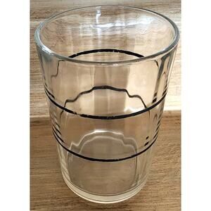 Vintage Juice Glass Clear With Black Stripes 3.25" MCM